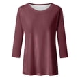 thumbnail image 5 of SNKSDGM Plus Size Tops for Women 4X-5X Long Sleeve Women's Casual 3/4 Sleeve T Shirts Round Neck Cute Tunic Summer Tops Basic Tees Fall Blouses Loose fit Pullover Summer Tops for Women 2025 Work, 5 of 5