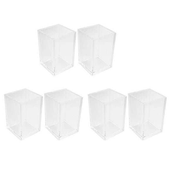 Acrylic Pen Holder 6 Pack,Clear Desktop Pencil Cup Stationery Organizer for Office Desk Accessory