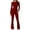 Wine, variant on Kaemgyyd Jumpsuits for Women Bell Bottoms Flare Yoga Workout Rompers Long Sleeve Wide Leg Bodysuit Solid Bodycon Playsuit