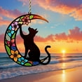thumbnail image 2 of BNNG Black Cat Decor On White Moon Stained Glass Window Hanging Suncatcher for Windows Panels Sun Catcher Halloween Ornament Decoration Memorial Gift for Lover Cat, 6 inches, 2 of 8