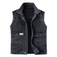 thumbnail image 2 of Denim Vest Men Vintage Casual Sleeveless Button Down Collared Jean Vest Jacket Outerwear with Pockets, 2 of 7