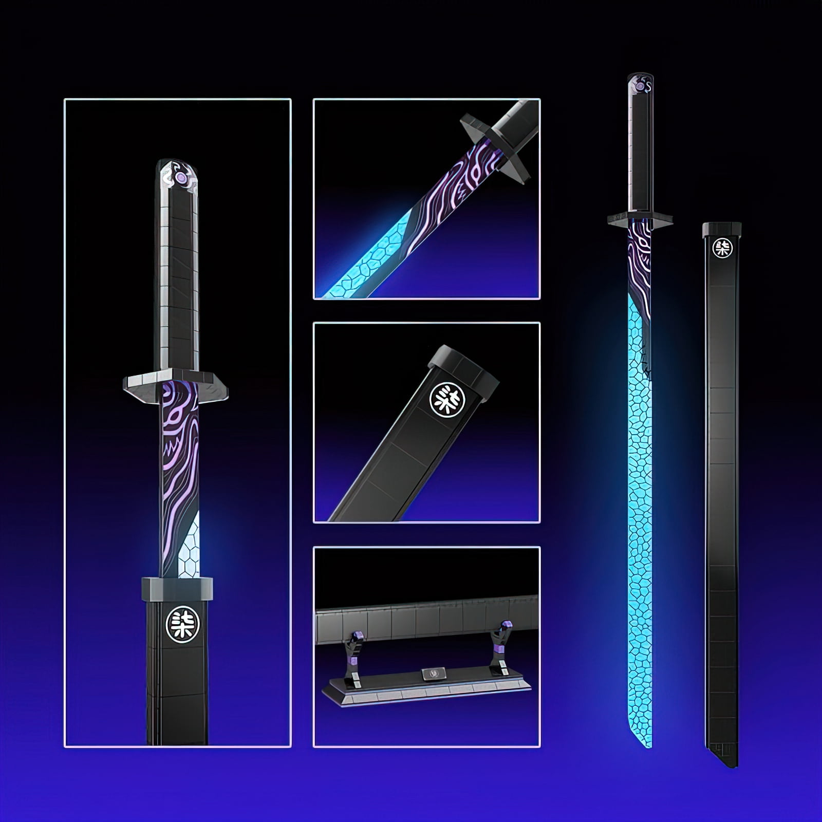 HI-Reeke Sword Building Block Set Anime Magic Blade Katana Building Kit Toy Gift for Kid Adult Black