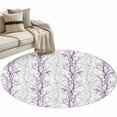 thumbnail image 2 of 4ft Round Rug, Purple Grey Branch Non-Skid Rubber Backing Large Area Rugs - Living Room Bedroom Home Office, Spring Summer Pastoral Botanical Indoor Floor Mat Carpets Washable Rug, 2 of 9