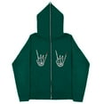 thumbnail image 3 of GHSOHS Plus Size Oversized Hoodies for Men Dark Gothic Print Jackets Street Fashion Full Zipper Hooded Sweatshirt Couples Coats (L,Green), 3 of 4