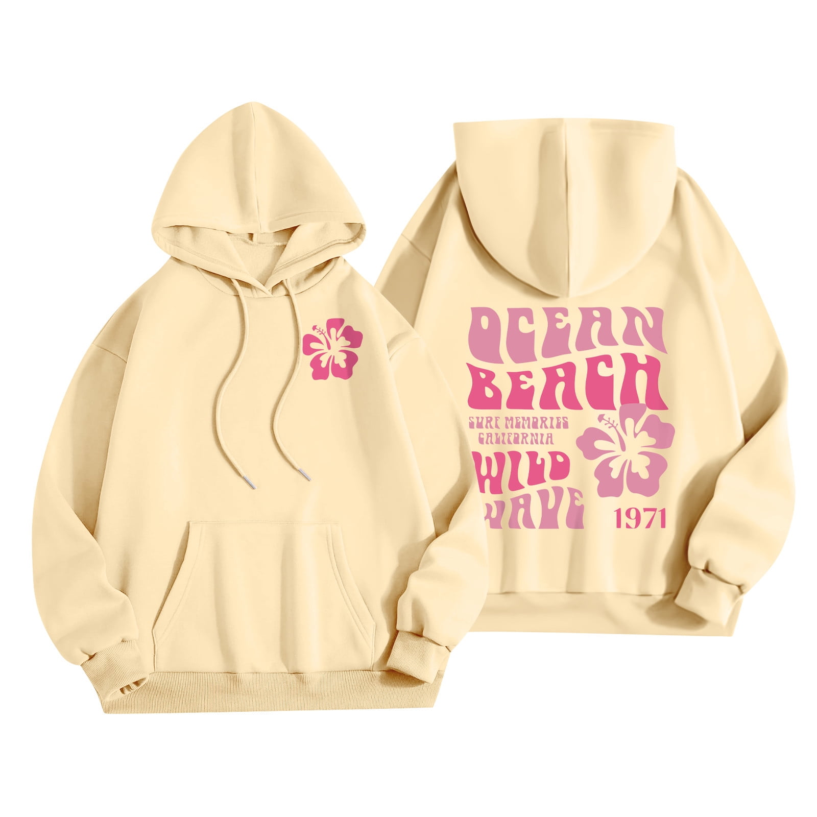 Pink Palm Puff Hoodie Oversize Sweatshirt - Sweat à capuche Adolescents Filles Impression Dos Pull à Capuche Manches Longues Pull à Capuche Y2K Sweat à Capuche Streetwear pour Filles Sweats à Capuche