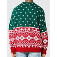 thumbnail image 4 of SUNSIOM Men's Christmas Sweater Snowflake Geometric Pattern Drop Shoulder Long Sleeve Round Neck Knitted Pullover, 4 of 5
