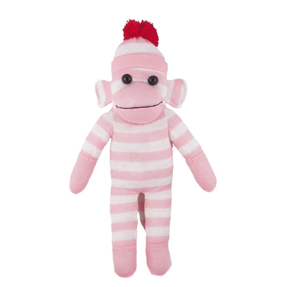 Made by Aliens 10 Inch Floppy Pink Sock Monkey Plush Stuffed Animal Personalized Gift - Custom Text on Shirt - Great Present for Mothers Day, Valentine Day, Graduation Day, Birthday (Floppy Pink)
