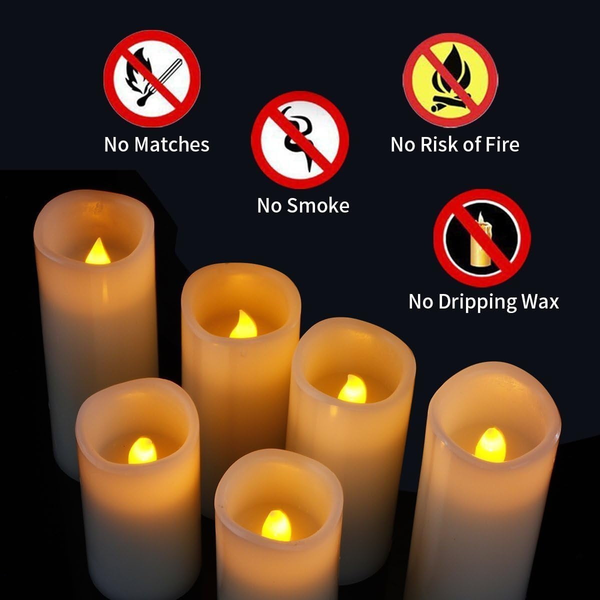 Hanzim Flameless Flickering Battery Operated Candles D2.2''*H4 5" 6" 7" 8" 9" Set of 9 Ivory Real Wax Pillar LED with 10-Key Remote and Cycling 24 Hours Timer (Ivory)