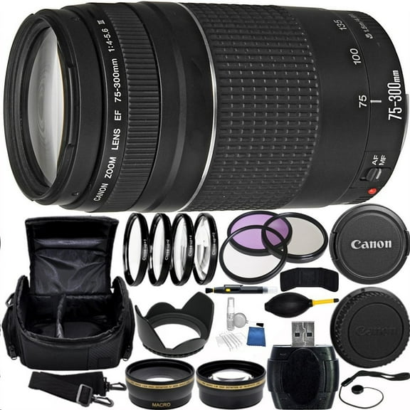 SSE Canon EF 75-300mm f/4-5.6 III Lens Bundle with Accessories Kit for EOS Cameras, Black (2-Pack)