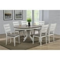 thumbnail image 2 of 7-Piece Round Solid Wood Extendable Dining Set With Ladder Back Chairs in White & Grey, 2 of 8
