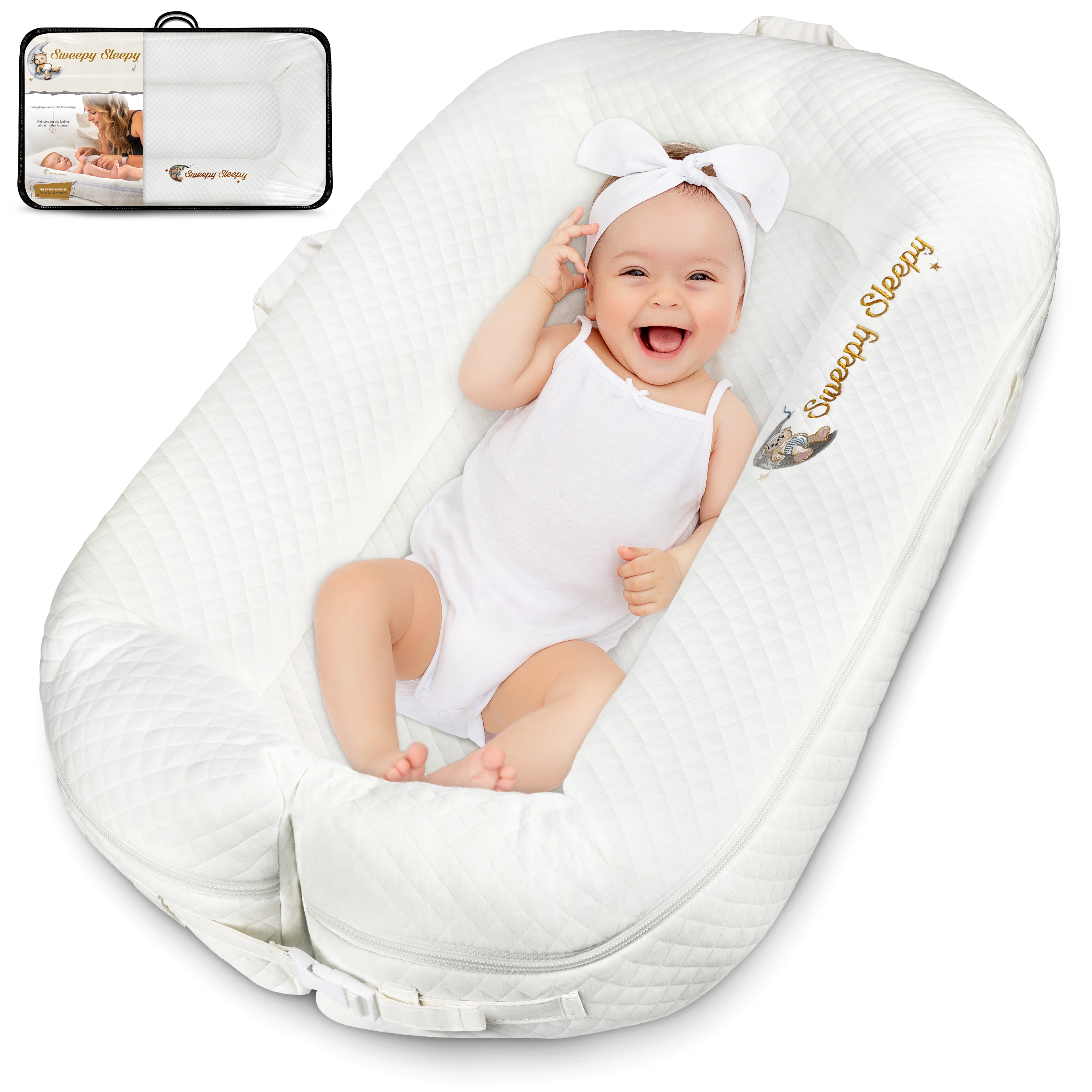 BabyCo Babynest 100% Cotton Travel Bed Baby Lunger Baby Positoner Baby Sleep Nest Sleep Bed Co Sleeper Removable Mattress Baby Nest Deluxe 