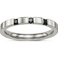 thumbnail image 1 of Stainless Steel Polished 3 Stone Black Cz 2.5mm Flat Band (Size 9) Made In China sr516-9, 1 of 5