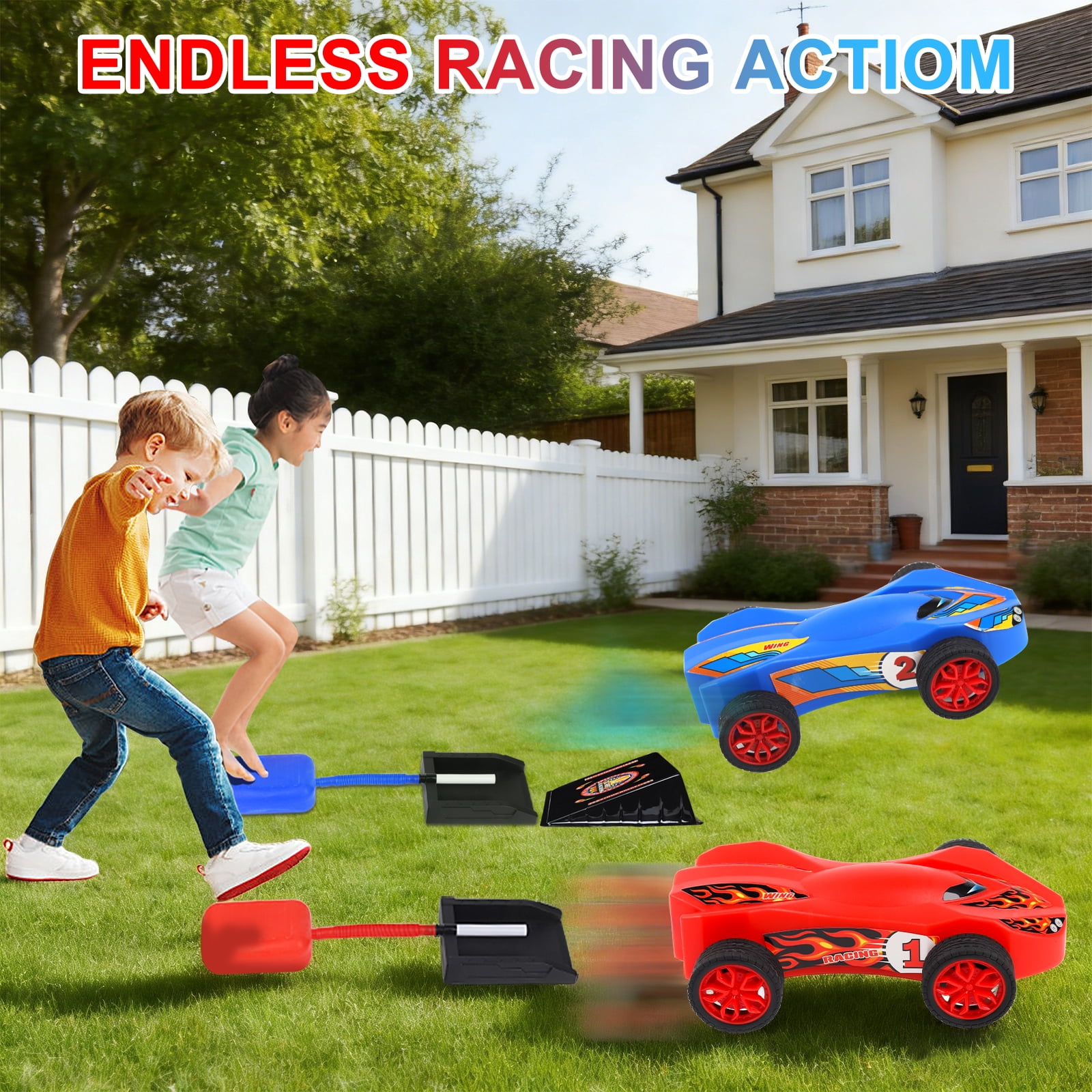 Birthday Gift for Boys,Car Toys for Kids Ages 8-12,Toys for Boys 8 to 11 Years,Air Powered Cars for Boys and Girls,2 Toy Car Launchers and Air Powered Cars with Ramp and Finish Line
