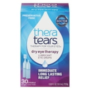 TheraTears Dry Eye Therapy Lubricating Eye Drops, Preservative Free, Daily Use, 30 Single-Use Vials