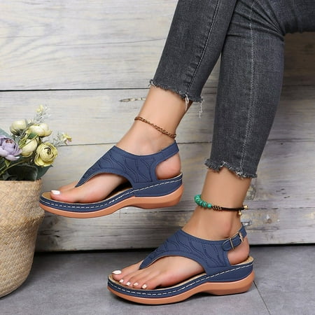 Women Sandals Retro Summer Sandals With Heels Wedge Shoes For Women Slippers Heeled Summer Shoes Female Wedges A10
