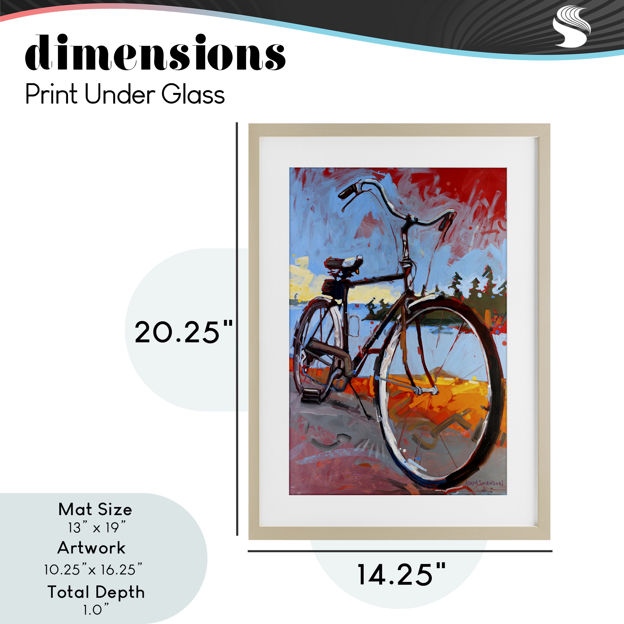 Tonight Bicycle Journey Birch Framed Print Under Glass, design by Adam Swanson