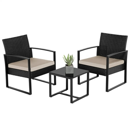 Rattan Chairs For Outdoor Patio, 3 Piece Patio Cushion Set