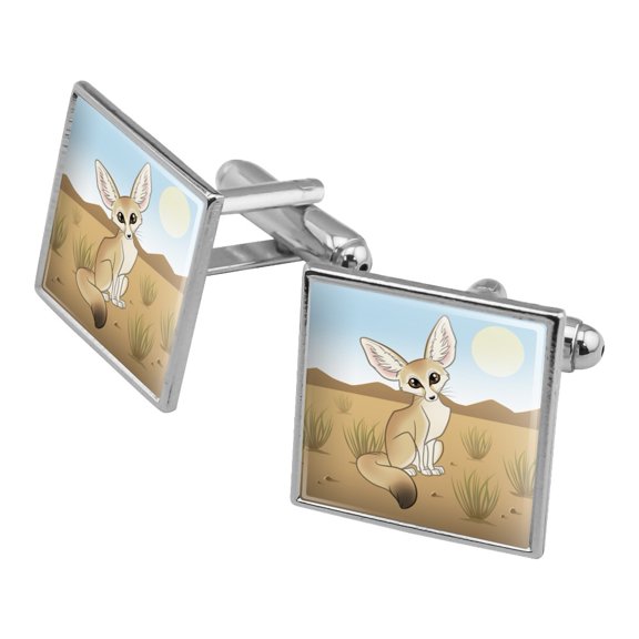 Fennec Fox Square Cufflink Set - Silver or Gold