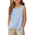 thumbnail image 2 of Mifsaly Girls Plaid Tank Tops Toddler Kids Casual Crewneck Sleeveless Blouse Lightweight Breathable Vacation Beach Everyday Summer Outfits, 2 of 8