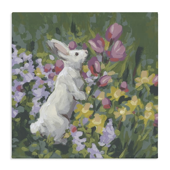 Stupell Industries Cottage Bunny in Garden Impression Canvas Art, 17 x 17, by June Erica Vess