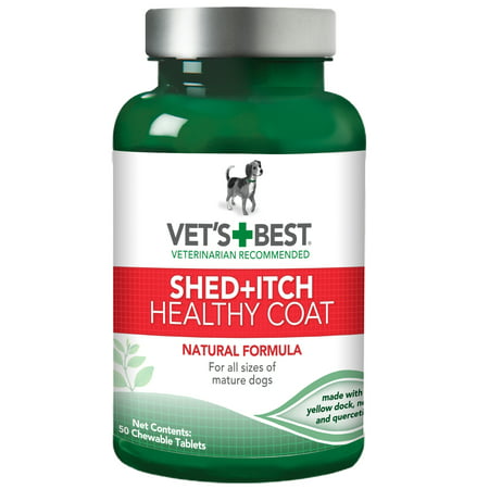 Vet's Best Healthy Coat Shed & Itch Relief Dog Supplements | Relieve Dogs Skin Irritation and Shedding Due to Seasonal Allergies or Dermatitis | 50 Chewable (Best Pets For Allergy Sufferers)