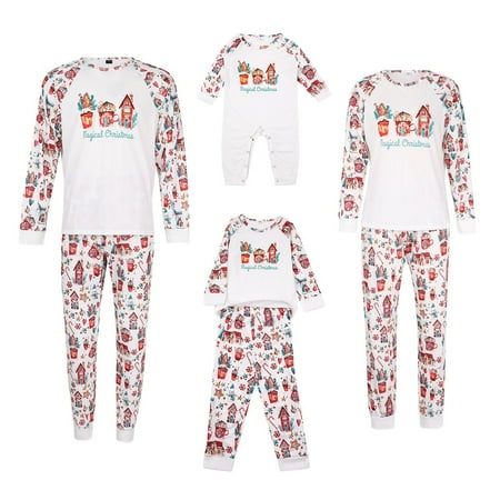 

Christmas Pyjamas Family Clothing Magical Christmas Print Long Sleeve Crewneck Blouse and Pattern Pants Set My 1st Christmas