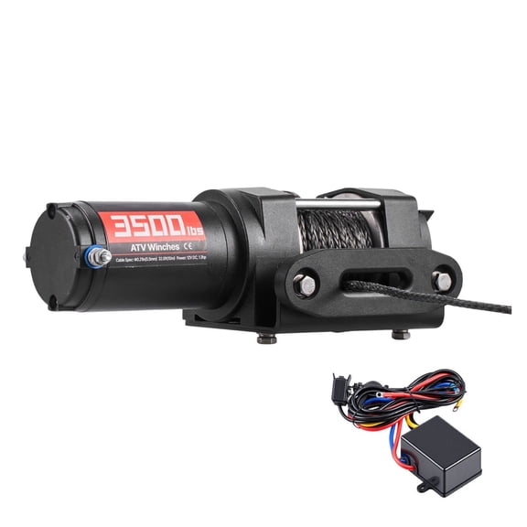 3500 lbs ATV Winch, 12V Electric UTV Winch with Synthetic Rope