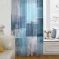 thumbnail image 6 of Teal Blue Sheer Curtains 45 Inches Long, Modern Oil Painting Abstract Ombre Geometric Light Filering Curtains, Breathable Simi Curtain Privacy Drapes for Kitchen Bathroom Small Window Treatment, 6 of 9