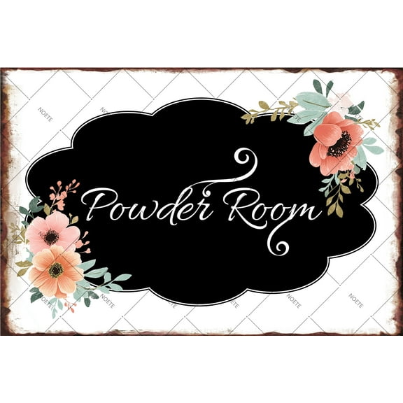 Noete Powder Room Signs 12x16 Inch Farmhouse Aluminum Tin Sign, Vintage Metal Wall Art Decor for Bathroom, Toilet, Indoor & Outdoor Home Decor, Housewarming Gifts