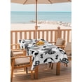 thumbnail image 2 of Outdoor Tablecloth with Umbrella Hole for Patio/Picnic/Party/Camping, Football Sports Waterproof Table Cloth Rectangle Table Cover Washable, Modern Black White Plaid Bows Ball Games (60"x 120"), 2 of 9