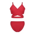 thumbnail image 3 of RUNQHUI Ensemble Bikini 3 Pcs pour Filles Soutien-Gorge Croisé avec Short Imprimé Maillots de Bain Rouge 8-9 Ans, 3 of 6
