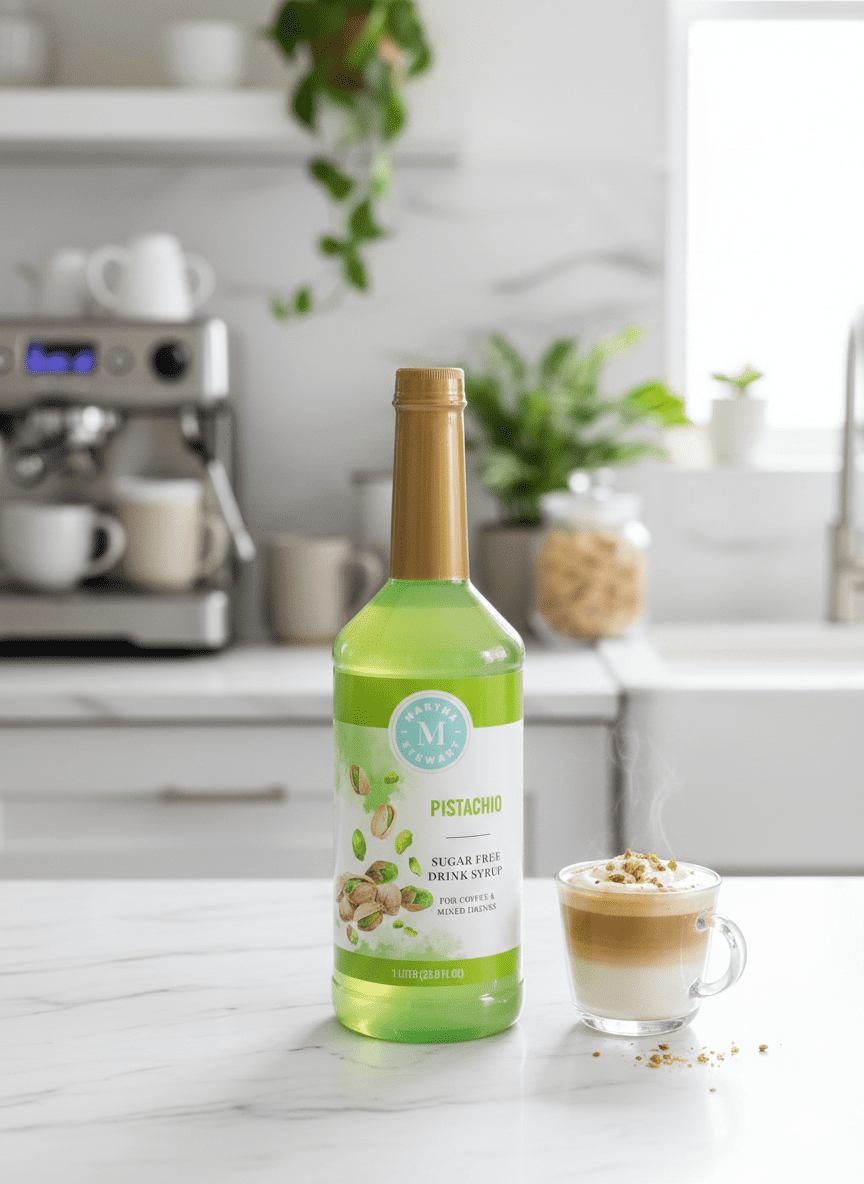 Martha Stewart Pistachio Sugar Free Drink Syrup, For Coffee & Mixed Drinks, 33.8 fl oz, 1 L