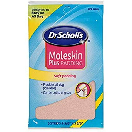 Vintage Moleskin - Dr. Scholls Moleskin Plus 4 5/8-Inch X 3 3/8 Inch Padding 3 Each