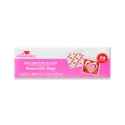 Valentine's Day Red, Pink & White Heart Plastic Resealable Bags, 6.375" x 5.86", 20 Count, by Way To Celebrate