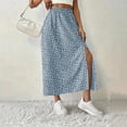 thumbnail image 6 of Women's Printed Maxi Skirt with Side Slit, Casual High Waist Flowy Long Skirt, Boho Summer Skirt for Vacation, Beach and Daily Wear,Blue,L, 6 of 8