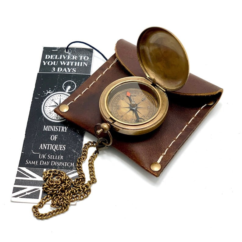 Engraved Personalised Brass Pocket Compass | Handmade Nautical Compass | Christmas, Wedding & Anniversary Gift for Husband, Wife, Him or Her