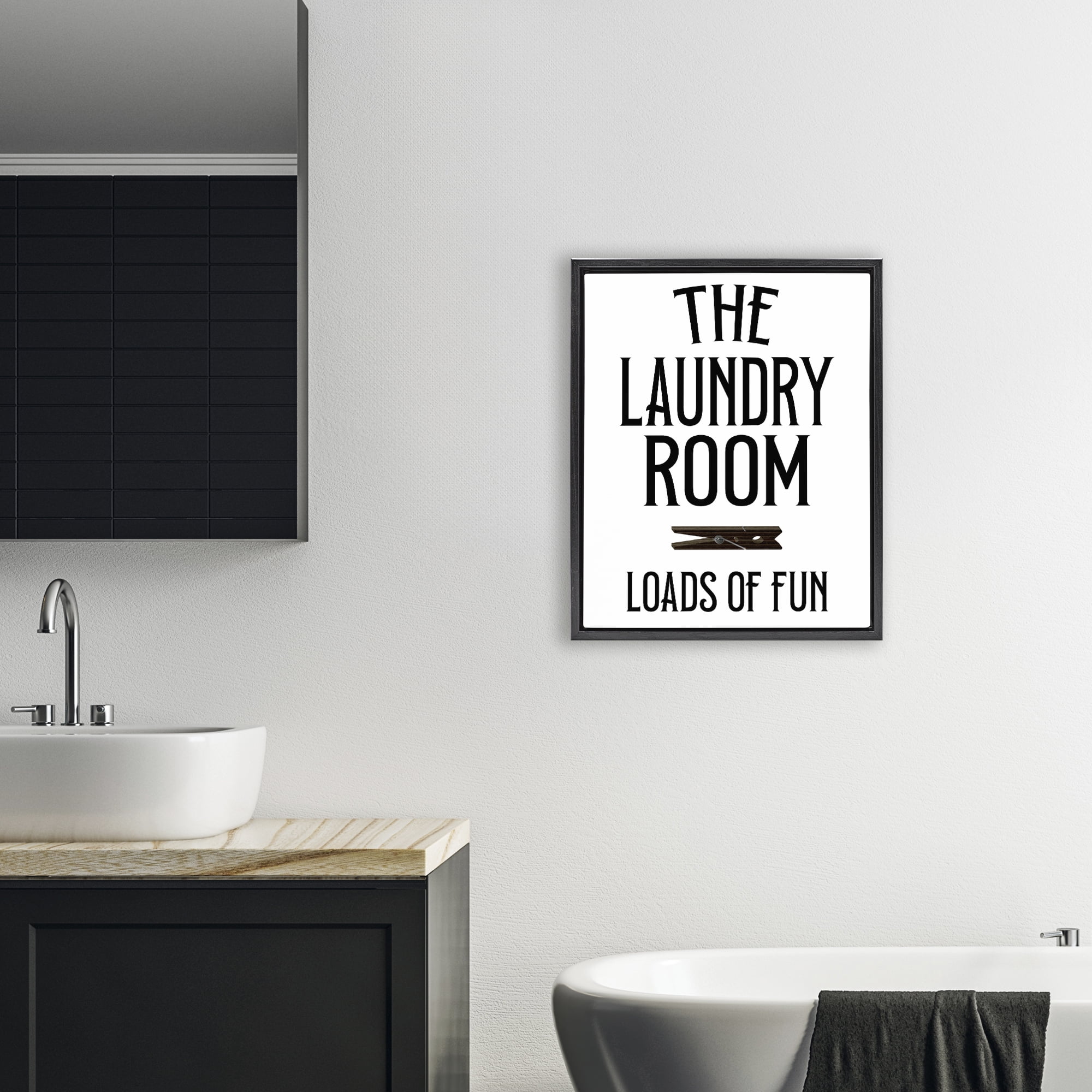 Loads Of Fun Clothespin Black Framed Floater Canvas Wall Art, design by Kim Allen