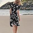 thumbnail image 3 of Mgmyaa Women's Sundress V-Neck Short Sleeve Printing Dresses Elegant Flutter Sleeve Casual Boho Midi Dress Summer Swing Dress, 3 of 5