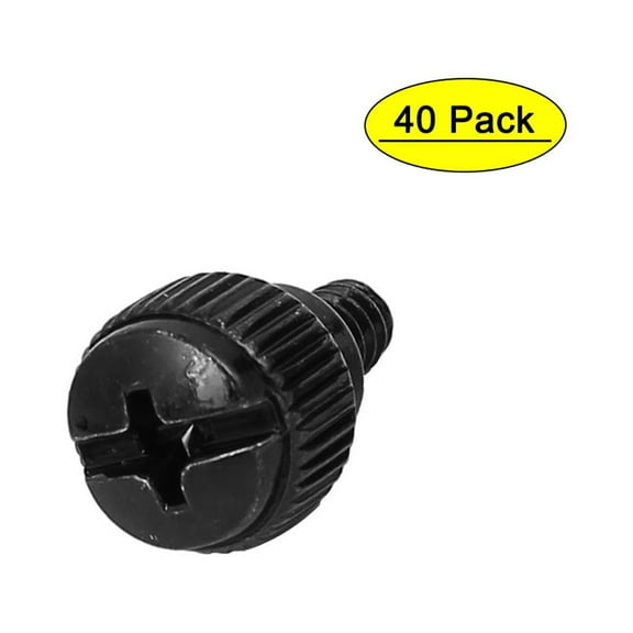 Computer PC Case Black Zinc Plated Knurled  Head Thumb Screw 6#-32 40pcs