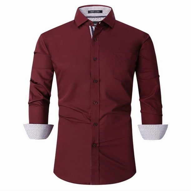 Camisas de vestir para hombre, camisa de manga larga de corte regular para hombre