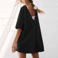 thumbnail image 5 of Laqbezok Women's Off-The-Shoulder Romper, Loose Casual Short Sleeve Jumpsuit, Summer One-Piece Playsuit with Pockets, 5 of 8