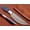 Blue, variant on 9.5" full tang Rain drop pattern skinning knife, 5" straight back Damascus steel blade, Green colored wood scale with steel bolster, includes Cow hide Leather sheath (Green wood)