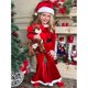 thumbnail image 3 of Traje navideño de terciopelo para niñas, traje acampanado de Papá Noel para bebés pequeños, novedad de 2024, 3 of 5