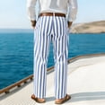 thumbnail image 4 of Uwinwear Striped Dress Pants for Men's Big & Tall Flat Front Business Trousers Casual Color Block Straight-Legs Long Pants with Pockets,Sky Blue,XL, 4 of 4