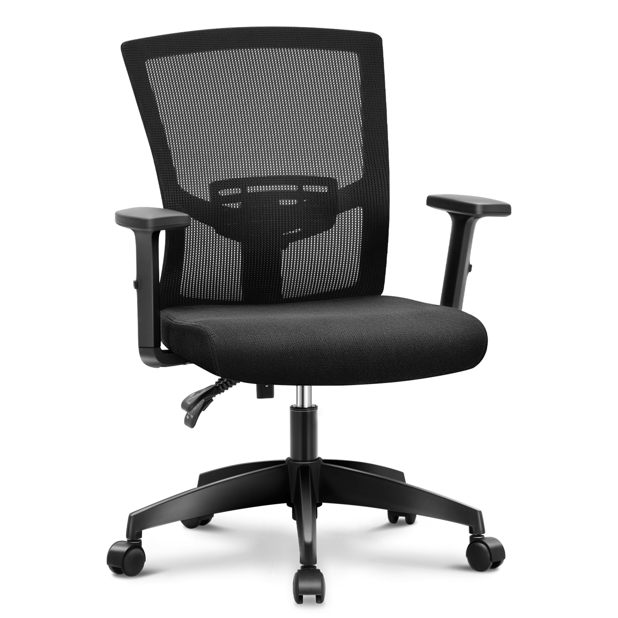 Summit Living Ergonomic Mesh Office Chair Mid Back Computer Chair with Adjustable Lumbar Support, Armrest&Seated for Home Office, Black