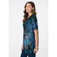 thumbnail image 4 of Roaman's Women's Plus Size Angelina Crinkle Crepe Y-Neck Short Sleeve Tunic, 4 of 6