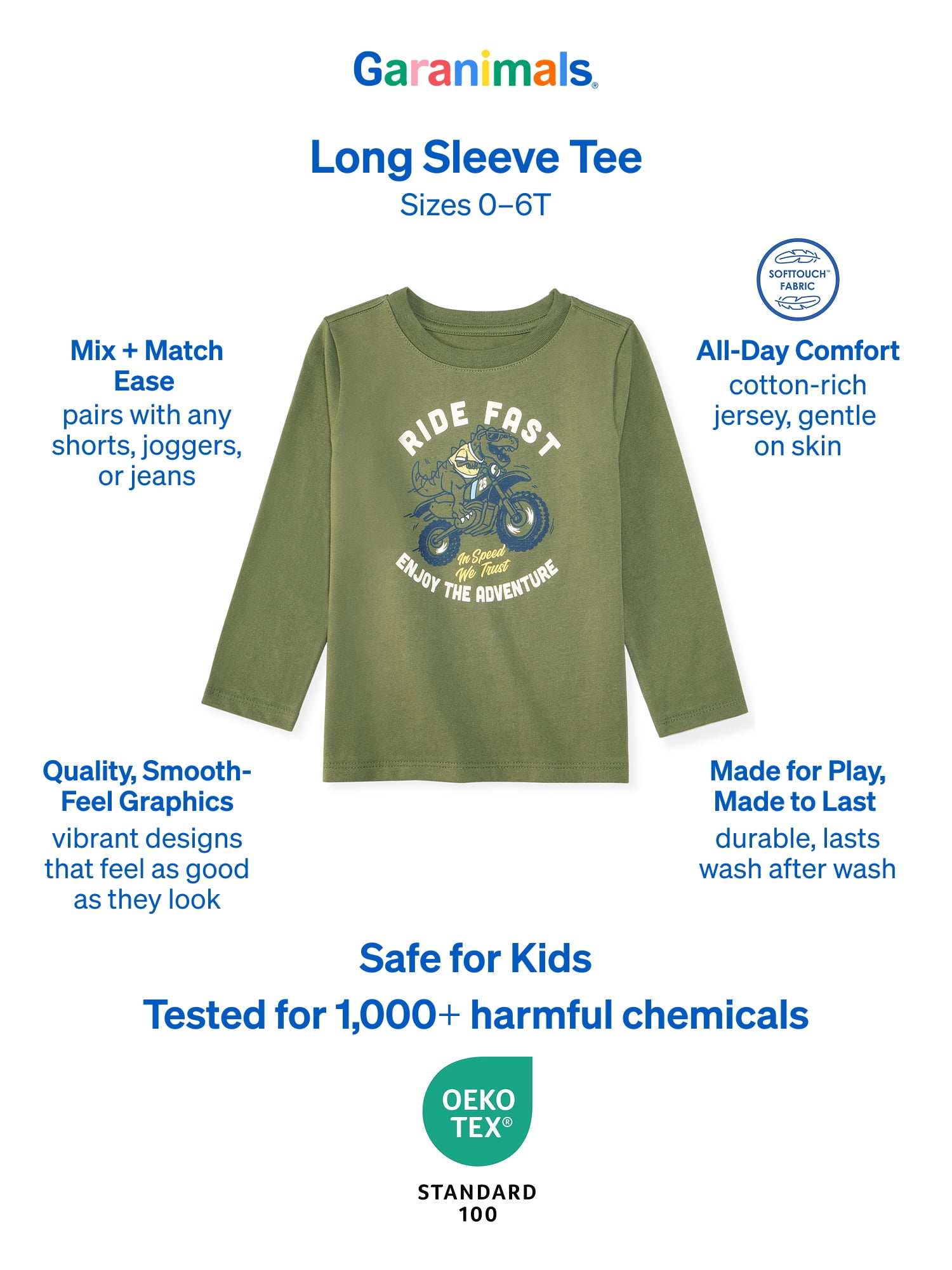 Garanimals Baby & Toddler Boys Long Sleeve Shirts, Single & 3-Pack, Sizes 0-6T