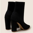 thumbnail image 4 of Mepaouo Peep Toe Boots for Women Chunky Block Heel Ankle Sock Booties Knit Slip on Dress Heeled Sandals, 4 of 7
