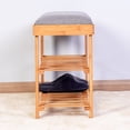 thumbnail image 6 of SESSLIFE Bamboo Shoe Rack Bench, 3-Tier Shoe Rack Organizer with Cushion Seat, Entryway Storage Bench for Hallway Bedroom Living Room, 23.62 x 11.4 x 19.88 inch (Natural), X04, 6 of 12