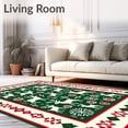 thumbnail image 2 of ODIKA 5'x7' Machine Washable Non-Slip Area Rug, Festive Reindeer Parade Decorative with Nordic Flair High Traffic Rug, Green, 627890, 2 of 5